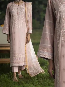 Casual Lite "Shanasai" Embroidered Winter Linen Suit - Pink